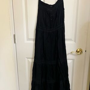 Ankle-Length Black Boho Dress